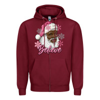 Burgundy pink christmas african american santa believe Zipper Hoodie - RanaPortraitStore