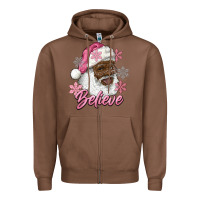 Chestnut pink christmas african american santa believe Zipper Hoodie - RanaPortraitStore