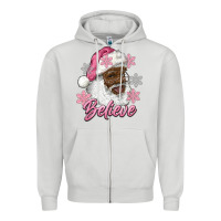 Dove Grey pink christmas african american santa believe Zipper Hoodie - RanaPortraitStore