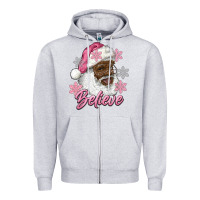 Heather Grey pink christmas african american santa believe Zipper Hoodie - RanaPortraitStore
