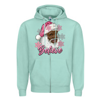 Seafoam pink christmas african american santa believe Zipper Hoodie - RanaPortraitStore