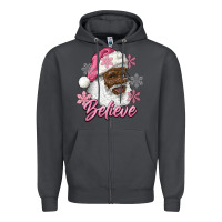 Smoke pink christmas african american santa believe Zipper Hoodie - RanaPortraitStore