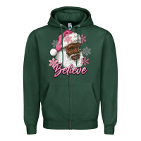 Sports Green pink christmas african american santa believe Zipper Hoodie - RanaPortraitStore