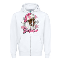 White pink christmas african american santa believe Zipper Hoodie - RanaPortraitStore