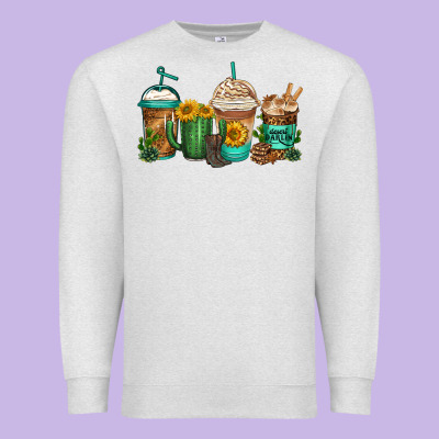 Desert Darlin Coffee Cups Premium Sweatshirt Designed By Jasminsmagicworld