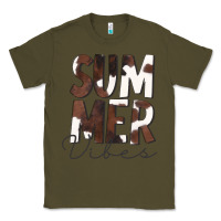 Army Green Summer Vibes Brown White Cowhide Classic Tee - CowCowDesign