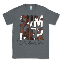 Charcoal Heather Summer Vibes Brown White Cowhide Classic Tee - CowCowDesign