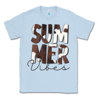 Dusty Blue Summer Vibes Brown White Cowhide Classic Tee - CowCowDesign