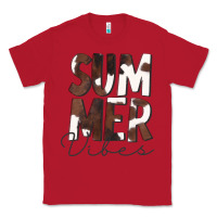 Red Summer Vibes Brown White Cowhide Classic Tee - CowCowDesign