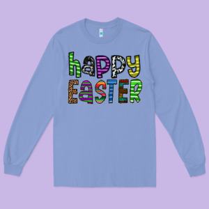 Happy Easter Long Sleeve Tee Designed By Cowhidedigitalart