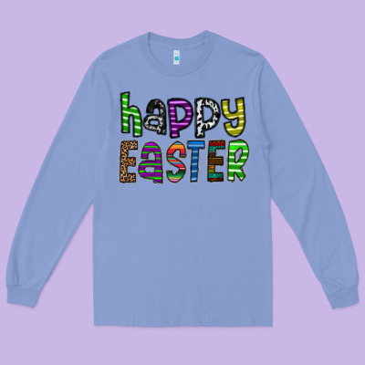 Happy Easter Long Sleeve Tee Designed By Cowhidedigitalart