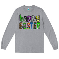 Heather Grey Happy Easter Long Sleeve Tee - CowhideDigitalArt