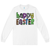 White Happy Easter Long Sleeve Tee - CowhideDigitalArt