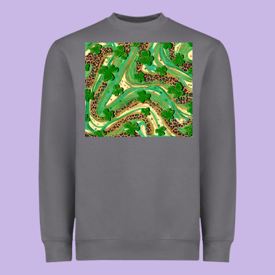 Shamrock Leopard Heavyweight Sweatshirt Designed By Ranaportraitstore