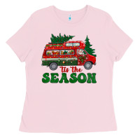 Bubblegum Pink christmas 'tis the season Ladies Tee - BundleAndBundleShop