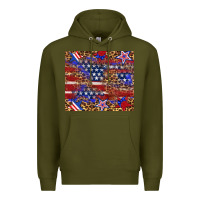 Army Green American flag and star leopard Premium Hoodie - Artiststas