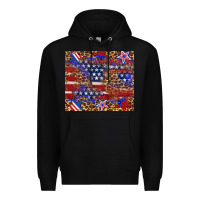 Black American flag and star leopard Premium Hoodie - Artiststas
