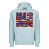 Blue Mist American flag and star leopard Premium Hoodie - Artiststas