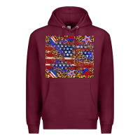 Burgundy American flag and star leopard Premium Hoodie - Artiststas