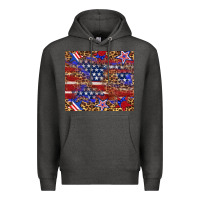 Charcoal Heather American flag and star leopard Premium Hoodie - Artiststas