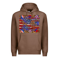 Chestnut American flag and star leopard Premium Hoodie - Artiststas
