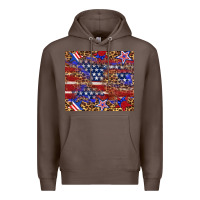 Coffee American flag and star leopard Premium Hoodie - Artiststas
