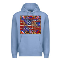 Colony Blue American flag and star leopard Premium Hoodie - Artiststas