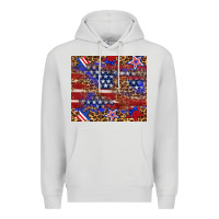 Dove Grey American flag and star leopard Premium Hoodie - Artiststas