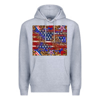 Heather Grey American flag and star leopard Premium Hoodie - Artiststas