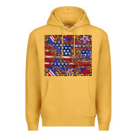 Mustard American flag and star leopard Premium Hoodie - Artiststas