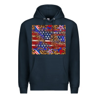 Navy American flag and star leopard Premium Hoodie - Artiststas