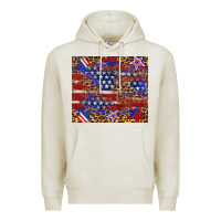 Oatmeal Heather American flag and star leopard Premium Hoodie - Artiststas
