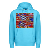 Ocean Blue American flag and star leopard Premium Hoodie - Artiststas