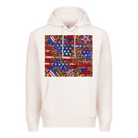 Pale Pink American flag and star leopard Premium Hoodie - Artiststas