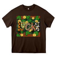 Chocolate Brown st patricks day lucky clover and coins Heavy Core Tee - CowGirlArtShop