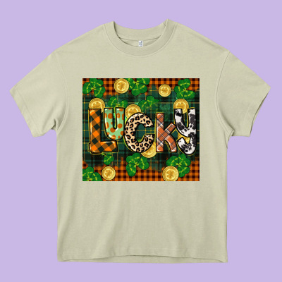 St Patricks Day Lucky Clover And Coins Heavy Core Tee Designed By Cowgirlartshop
