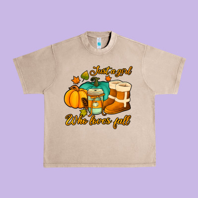 Just A Girl Who Loves Fall Urban Heavy Tee Designed By Jasminsmagicworld