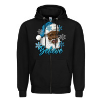 Black winter christmas african american santa believe Zipper Hoodie - RanaPortraitStore