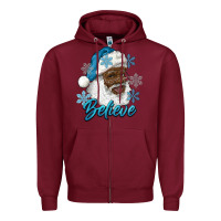 Burgundy winter christmas african american santa believe Zipper Hoodie - RanaPortraitStore