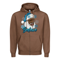 Chestnut winter christmas african american santa believe Zipper Hoodie - RanaPortraitStore