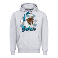 Heather Grey winter christmas african american santa believe Zipper Hoodie - RanaPortraitStore