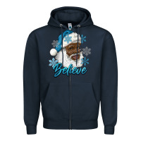 Navy winter christmas african american santa believe Zipper Hoodie - RanaPortraitStore
