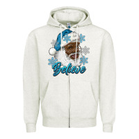 Oatmeal Heather winter christmas african american santa believe Zipper Hoodie - RanaPortraitStore