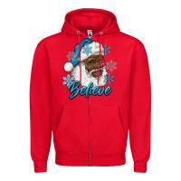 Red winter christmas african american santa believe Zipper Hoodie - RanaPortraitStore