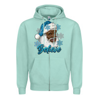 Seafoam winter christmas african american santa believe Zipper Hoodie - RanaPortraitStore