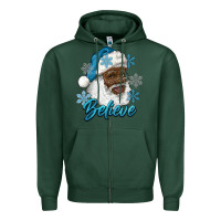 Sports Green winter christmas african american santa believe Zipper Hoodie - RanaPortraitStore