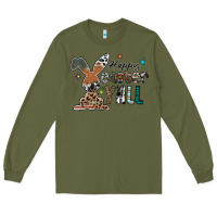 Army Green Happy Easter Y'all Long Sleeve Tee - CowhideDigitalArt