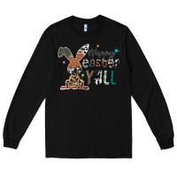 Black Happy Easter Y'all Long Sleeve Tee - CowhideDigitalArt