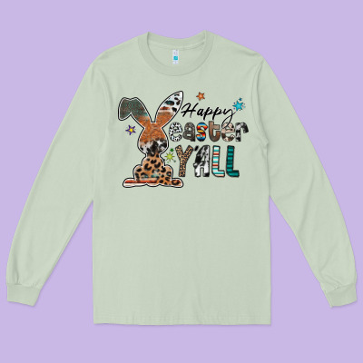 Happy Easter Y'all Long Sleeve Tee Designed By Cowhidedigitalart