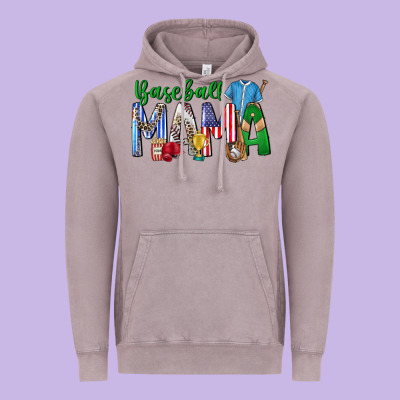 Baseball Mama Vintage Hoodie Designed By Cowhidedigitalart